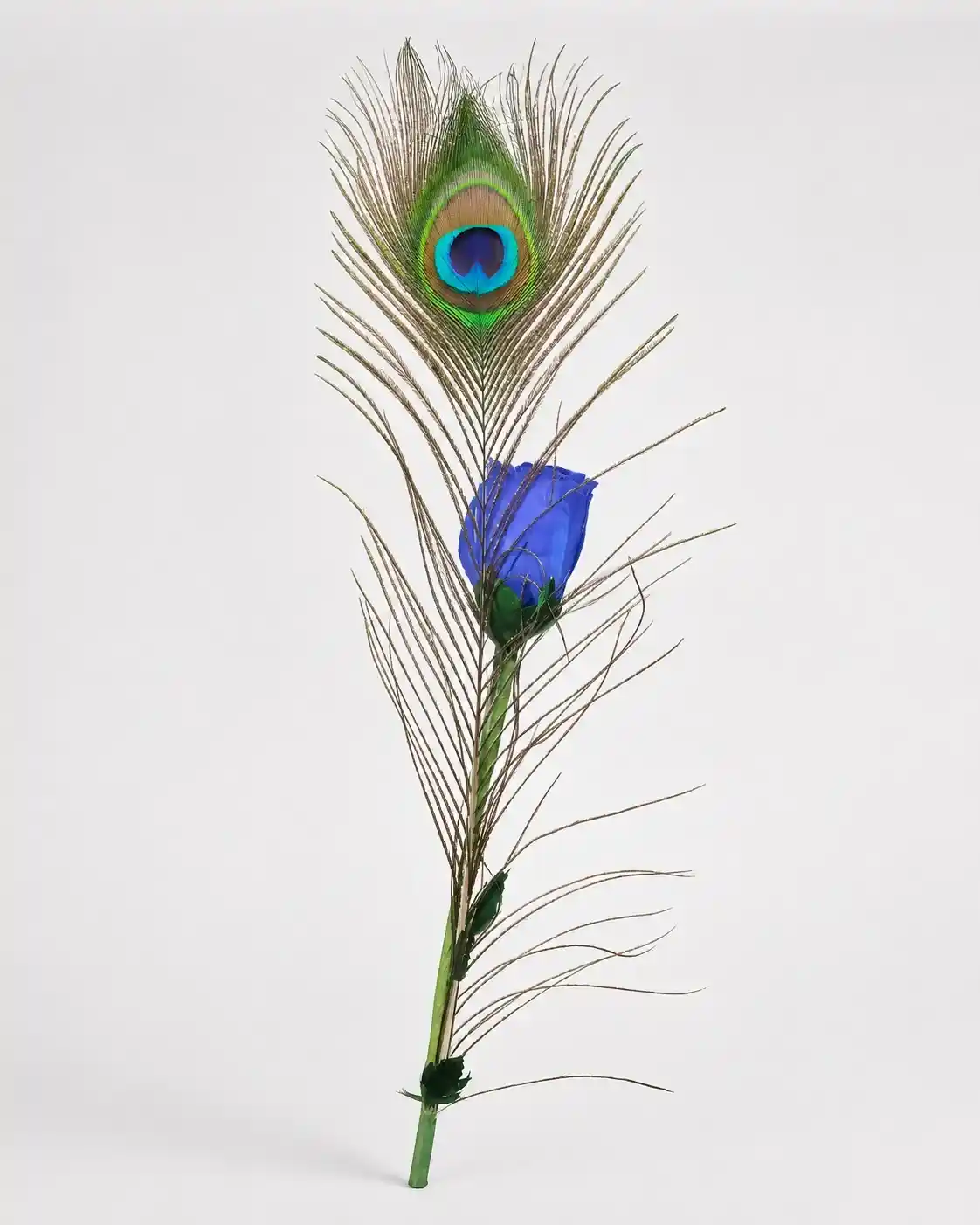 Peacock feather and blue rose decorative accessory for Laddu Gopal shringaar