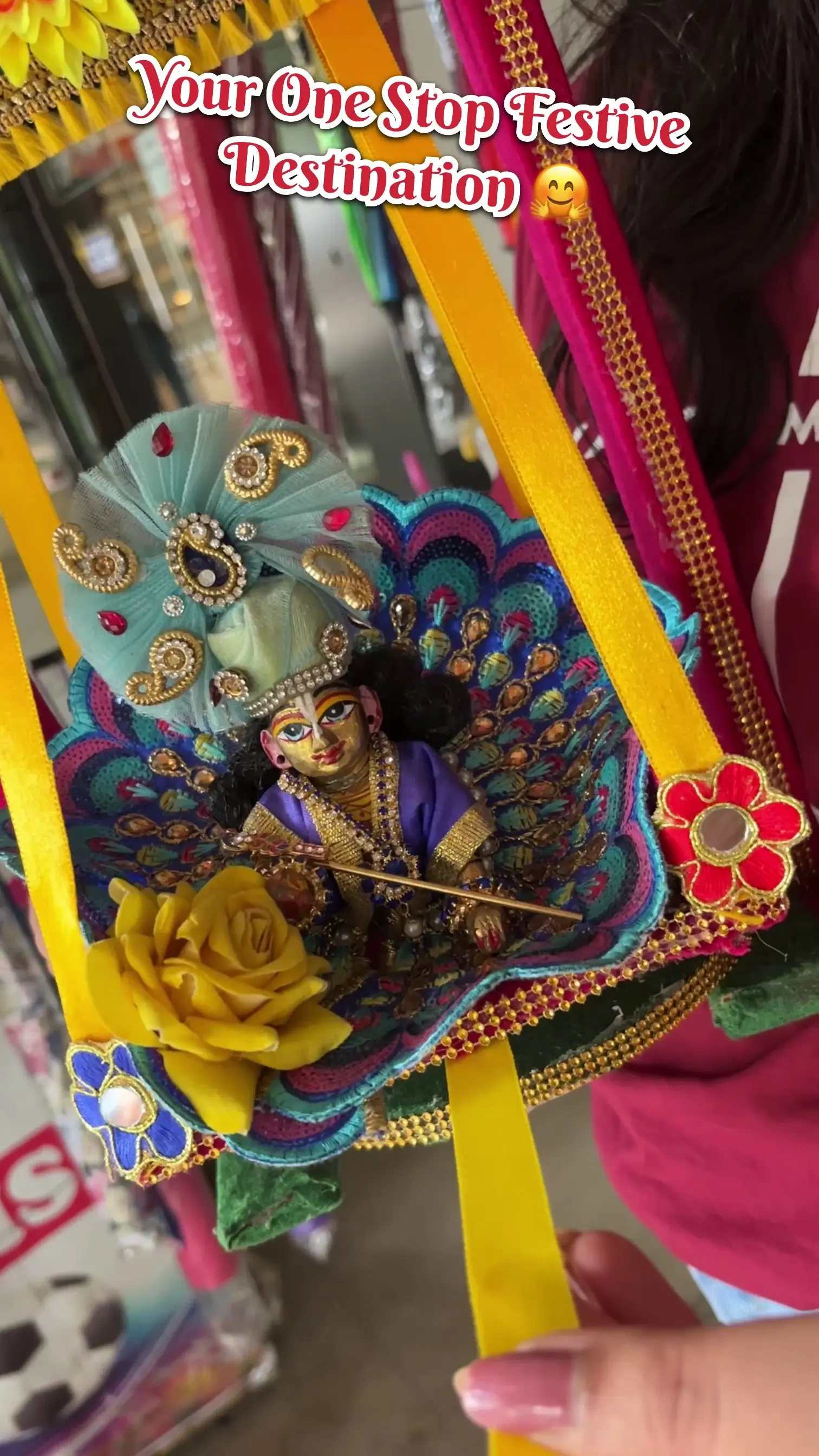 Laddu Gopal dressed in colourful shringaar from the Shop collection