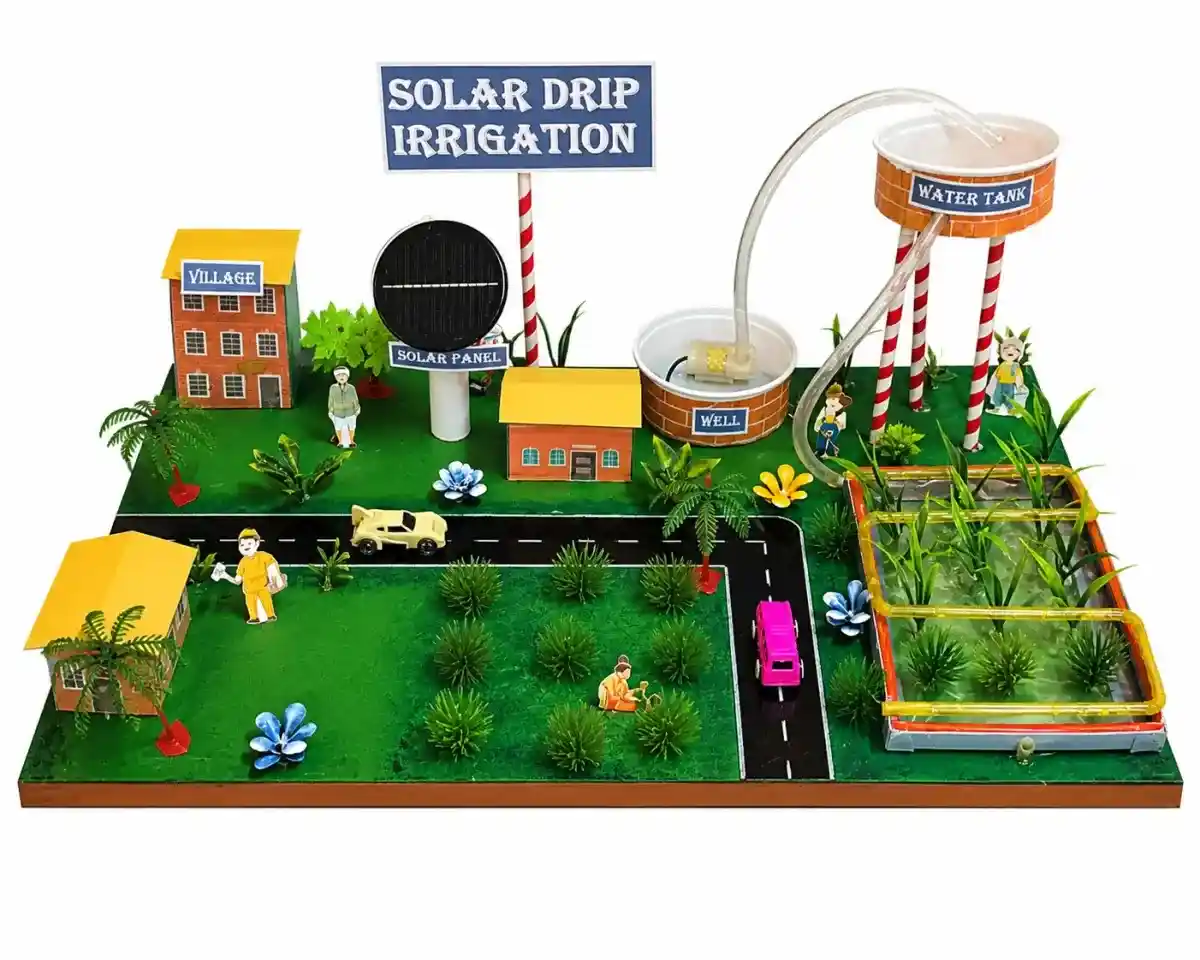 Handmade solar drip irrigation working model for a school project
